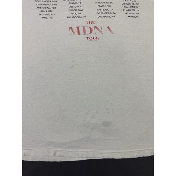 Vintage Y2K Madonna MDNA Tour 2012 White Pop Music Concert Faded White XL Rare - Picture 13 of 16